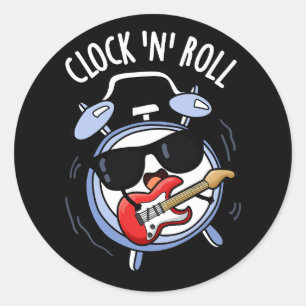 Adesivo Relógio E Rock Pun Rock Divertido Fundo Escuro