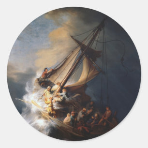 Adesivo Rembrandt a tempestade no mar de Galilee