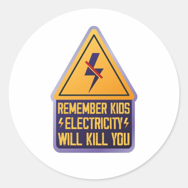 Adesivo Remember Kids Electricity Will Kill You – Retro Sa (Frente)