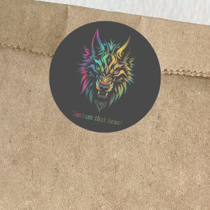 Adesivo Remendo de Lobo Tribal – "Nutra Essa Fera"