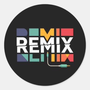 Adesivo Remix Áudio   Gráfico Geométrico Retro de Música d