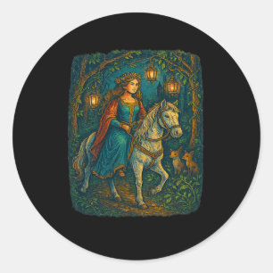 Adesivo Ren Faire Medieval Lady Horseback Andando Em Encha