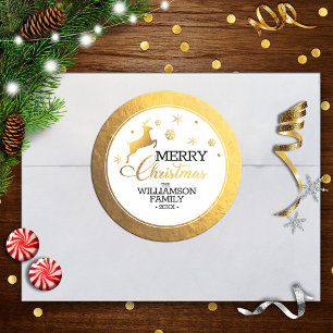 Adesivo Rena de Folha de Ouro Feliz Natal