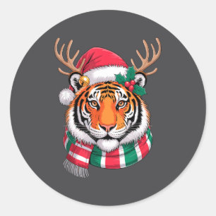Adesivo Rena de Natal Chapéu de Papai Noel Tigre Xmas