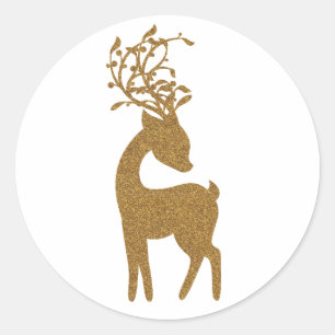 Adesivo Rena de Natal com Brilho Dourado