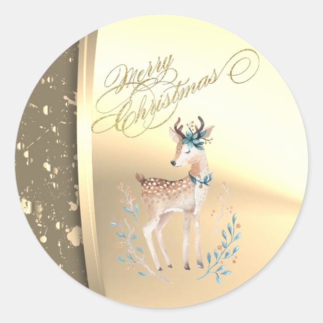 Adesivo Rena de Natal na Moda, Falso Ouro (Frente)