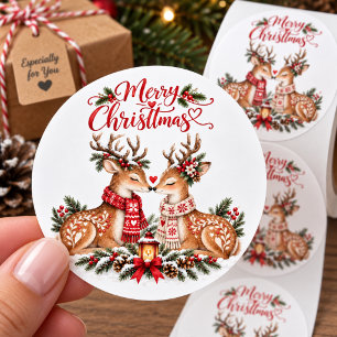 Adesivo Rena de Natal Nórdica Amor de Inverno