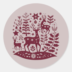 Adesivo Rena de Natal Nórdica Arte Folclórica Escandinava