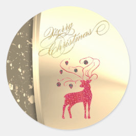 Adesivo Rena de Natal Retro Dourado Falso