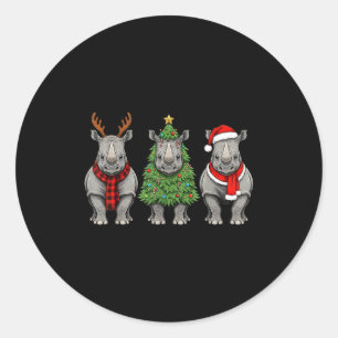 Adesivo Rena de Natal Retro Rinoceronte Papai Noel Safari 