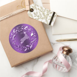 Adesivo Rena de Natal Roxa e Diamante, Grinalda Natal