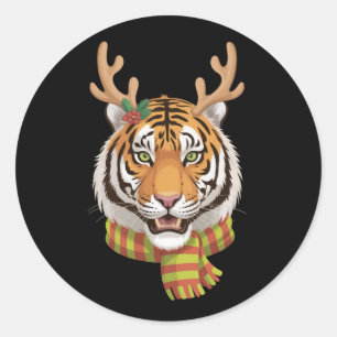 Adesivo Rena de Natal Tigre Animal com Chifres Xmas