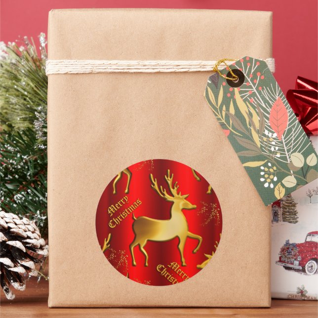 Adesivo Rena Dourada em Natal Vermelho (Feriado)