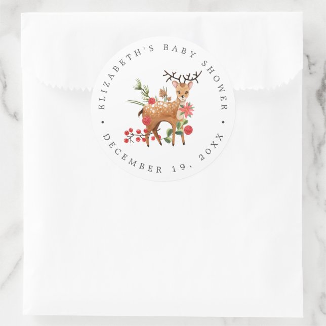 Adesivo Rena Querida | Favor para Chá de Bebê de Natal (Bolsa)