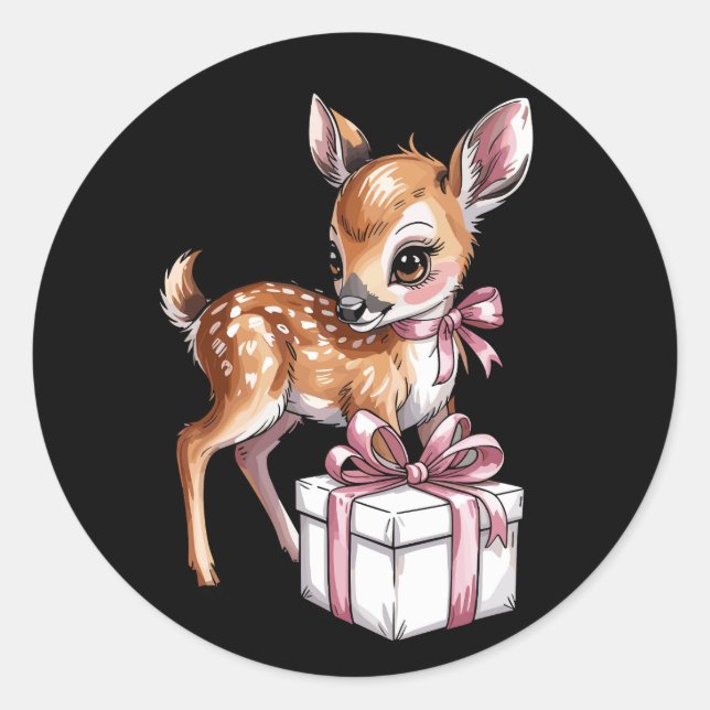 Adesivo Rena Velha Renas Rosa Natal Bebê Veado  (Frente)