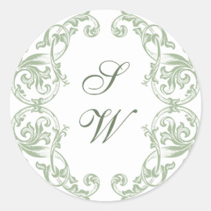 Adesivo Renaissance Ornamentado Floral Sage Casamento Verd