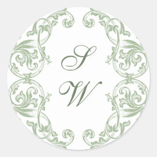 Adesivo Renaissance Ornamentado Floral Sage Casamento Verd