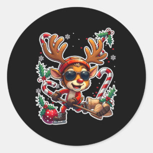 Adesivo Renas Jogando Hóquei no Gelo Natal Xmas Crianças
