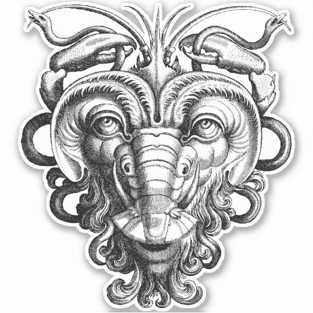 Adesivo Renascentista Gargoyle Grotesque Lobster Man (Frente)