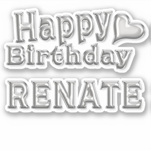 Adesivo Renate Happy Birthday silver Aufkleber Sticker (Frente)