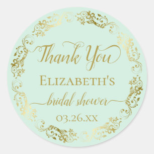 Adesivo Renda Dourada em Bridal Shower de Verde-Menta Obri