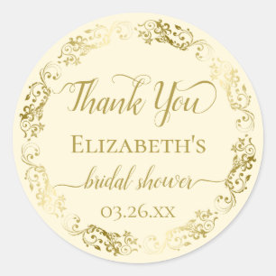 Adesivo Renda Dourada em Creme de Marfim Agradecimento de