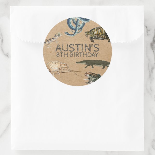 Adesivo Reptile Show Festa de aniversário Obrigado (Bolsa)