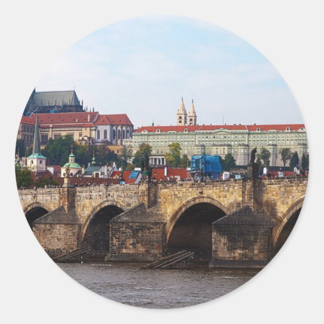Adesivo República Checa - Castelo de Praga e Ponte Charles (Frente)