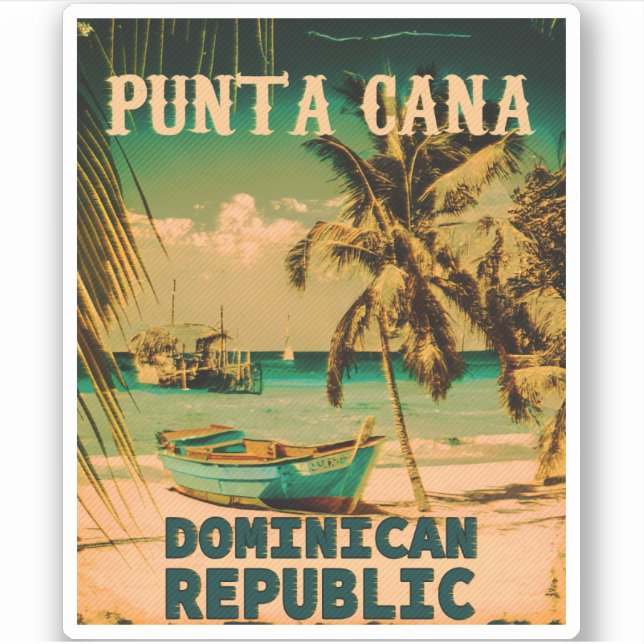 Adesivo República Dominicana do Punta Cana - Retro Souveni (Frente)