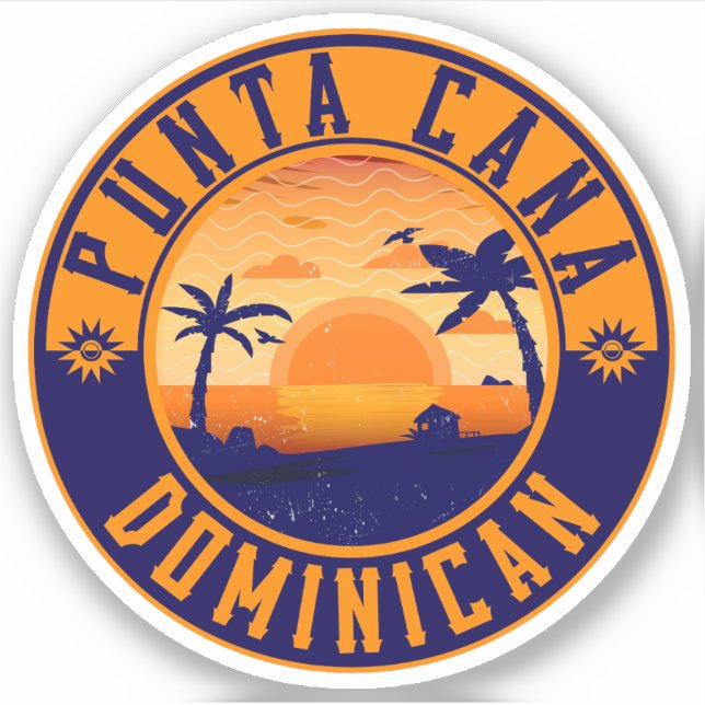Adesivo República Dominicana do Punta Cana - Retro Souveni (Frente)