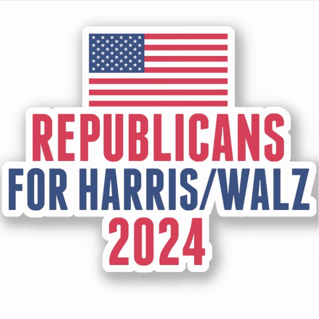 Adesivo Republicanos pelo Harris Walz American Flag Laptop (Frente)
