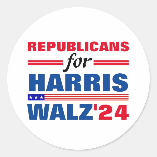 Adesivo Republicanos por Harris Walz Red Blue (Frente)