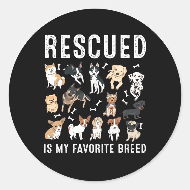 Adesivo Rescued Is My Favorite Breed Cute Rescue Dogs (Frente)