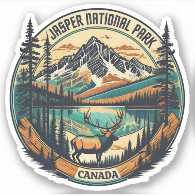 Adesivo reservas do parque nacional Jasper Canadá (Frente)