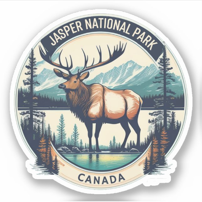 Adesivo reservas do parque nacional Jasper Canadá (Frente)