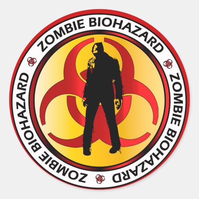 Adesivo Resíduos de risco biológico zombie (Frente)