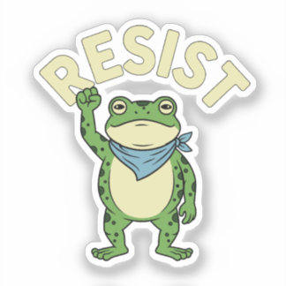 Adesivo Resist Frog Illustration STICKER, Cute Protest Fro