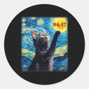 Adesivo Resista a Trump 8647 Van Gogh Noite Estrelada Gato