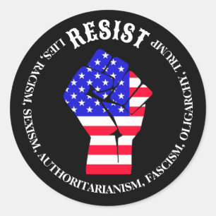 Adesivo Resista ao Fascismo, Oligarquia, Anti-Trump