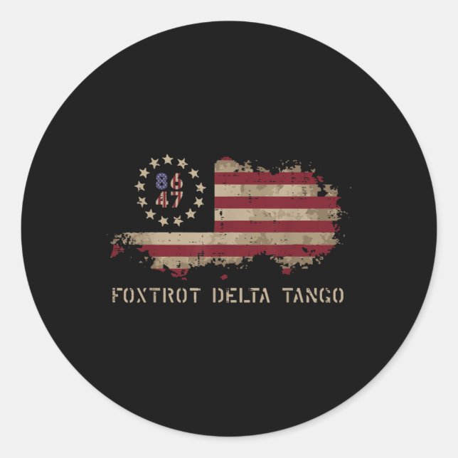 Adesivo Resistência ao 8647 Foxtrot Delta Tango Usa Flag P (Frente)