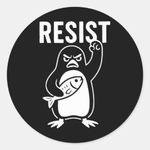 Adesivo Resistência ao Ativismo do Pinguim Protesto Grunge