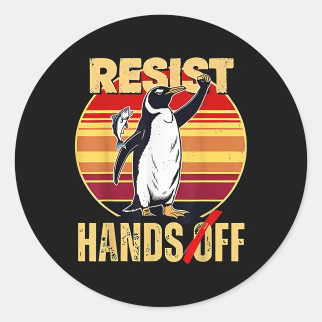 Adesivo Resistência, Pinguim, Mãos Para O Protesto (Frente)