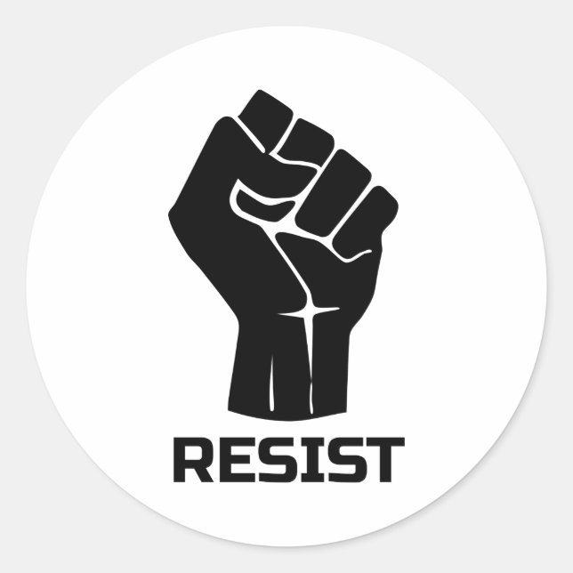 Adesivo Resistir com punho - em preto (Frente)