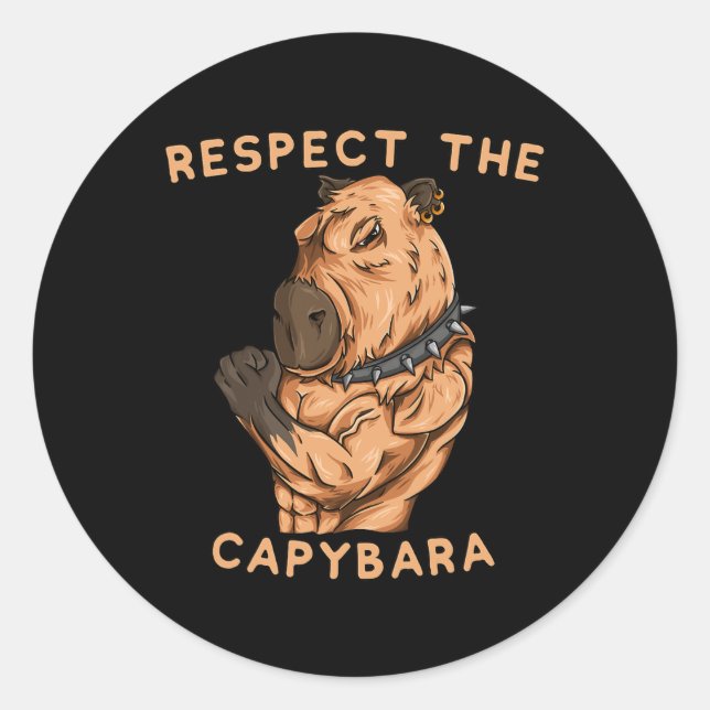 Adesivo Respect The Capybara - Funny Fitness Bodybuilder R (Frente)