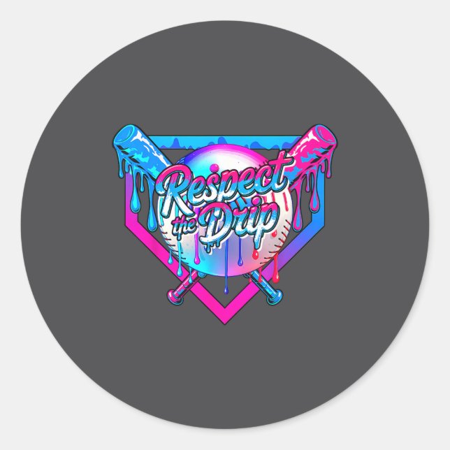 Adesivo Respect The Drip Baseball Ice Cream For Kids Boys  (Frente)