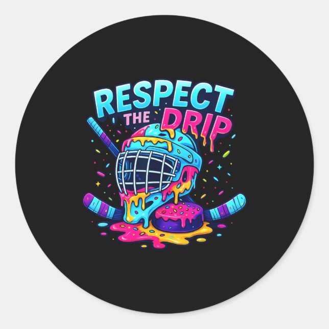 Adesivo Respect The Drip Ice Hockey Stick &amp; Puck Dripn (Frente)