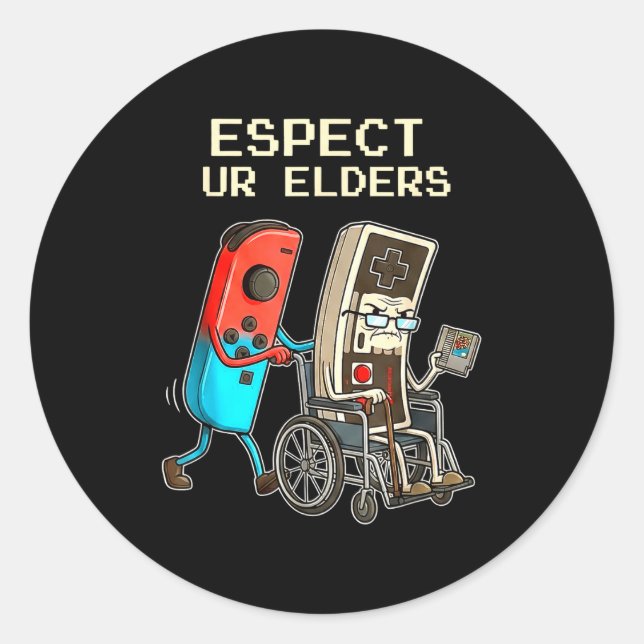 Adesivo Respect Ur Elders Retro Gaming Controller Funny  (Frente)