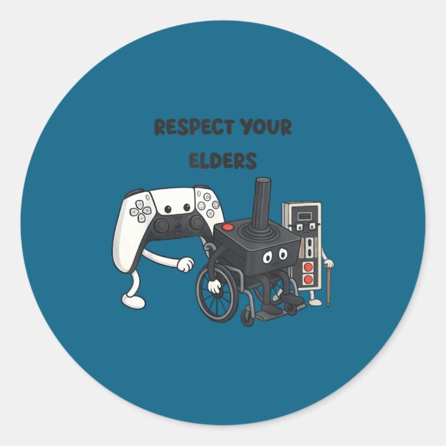 Adesivo Respect Your Elders Funny Gaming 80s Style Old New (Frente)