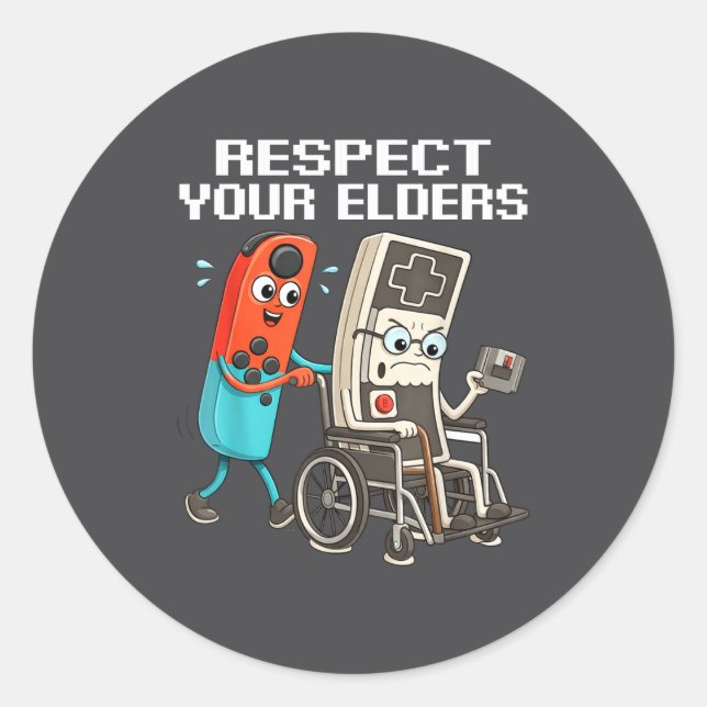 Adesivo Respect Your Elders Retro Gaming Funny Controller  (Frente)