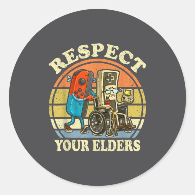 Adesivo Respect Your Elders Retro Gaming Funny Controller  (Frente)
